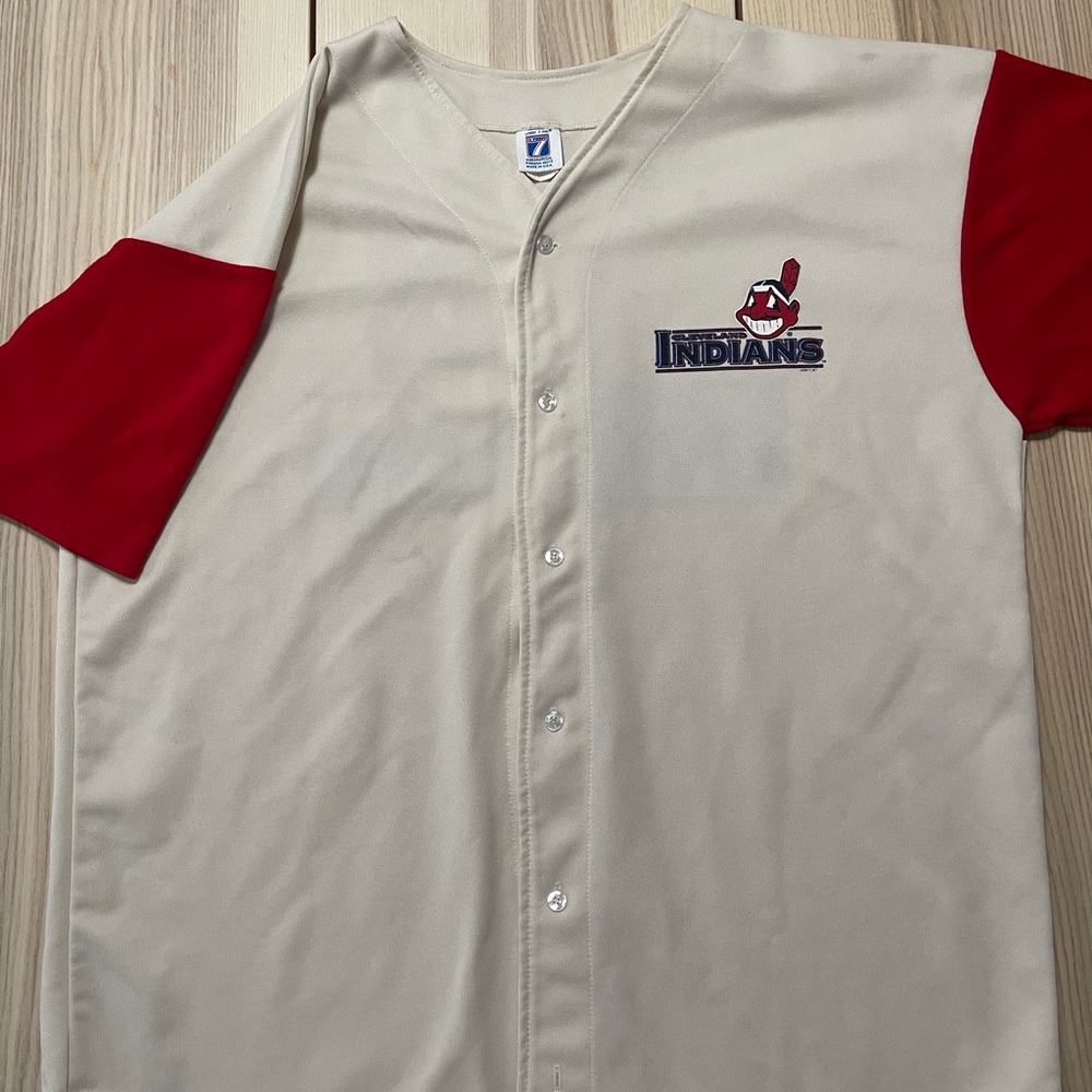 Vintage Logo 7 Cleveland Indians‎ Baseball Jersey
